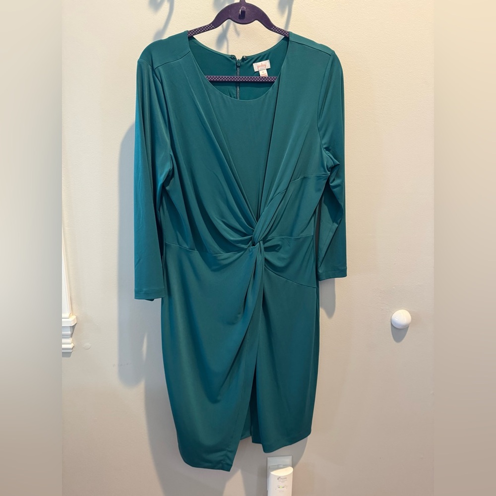 Green faux wrap dress